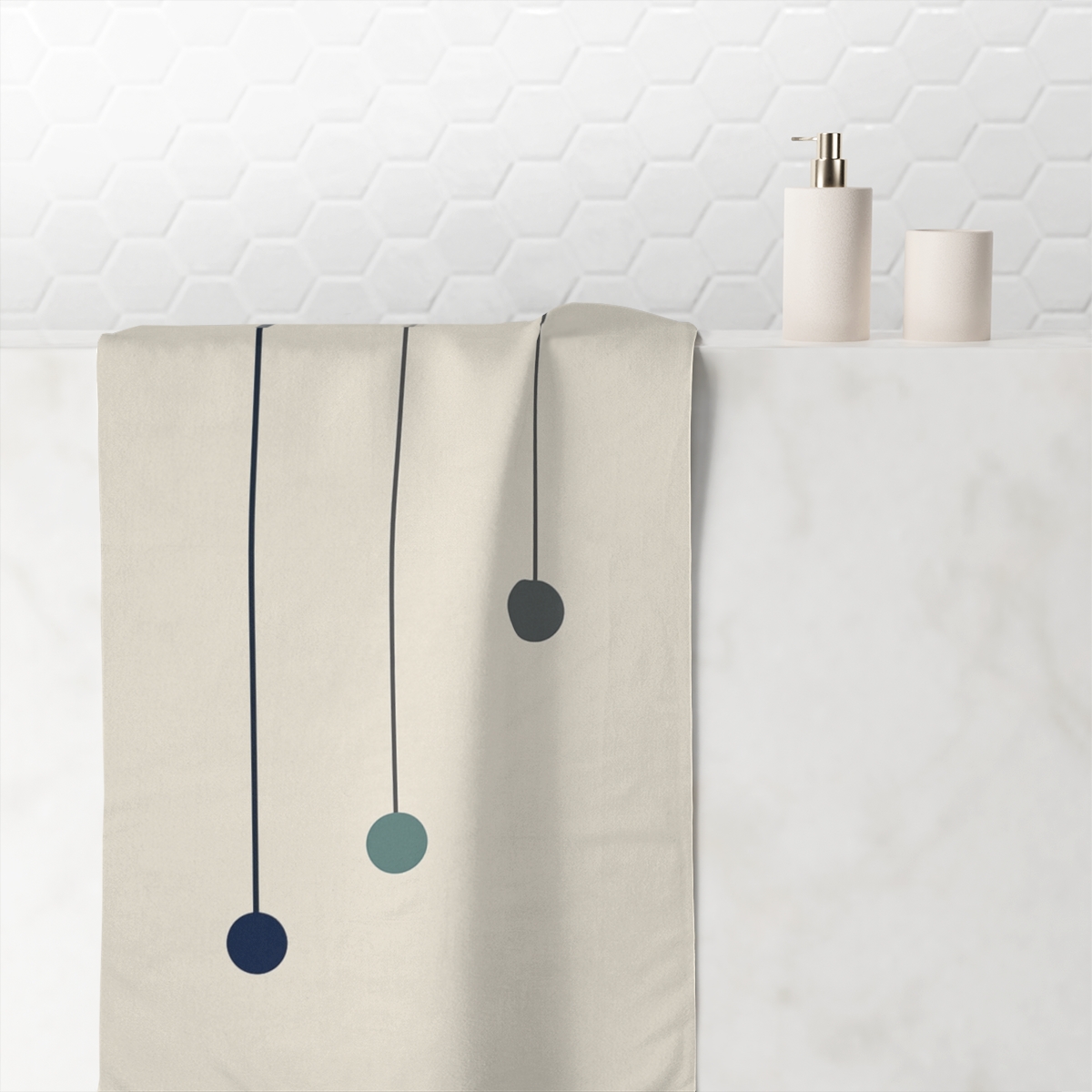 Orbital Line Cascade designer printed towels