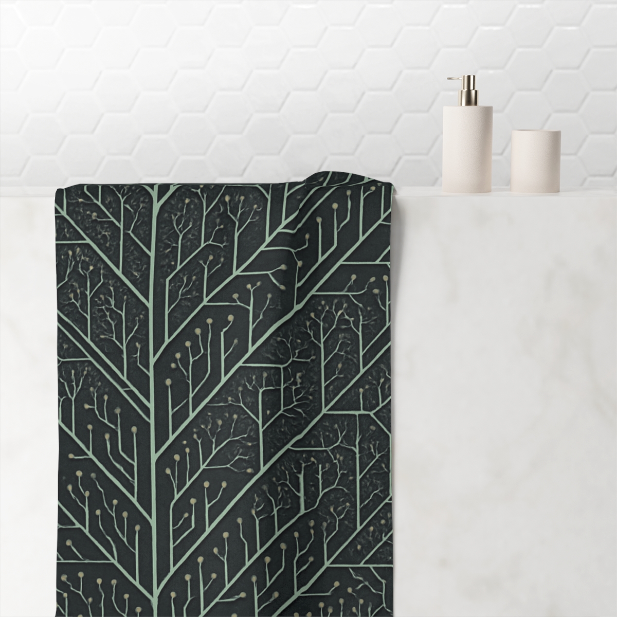 Leaf Vein Circuitry Tapestry personalized bath towels