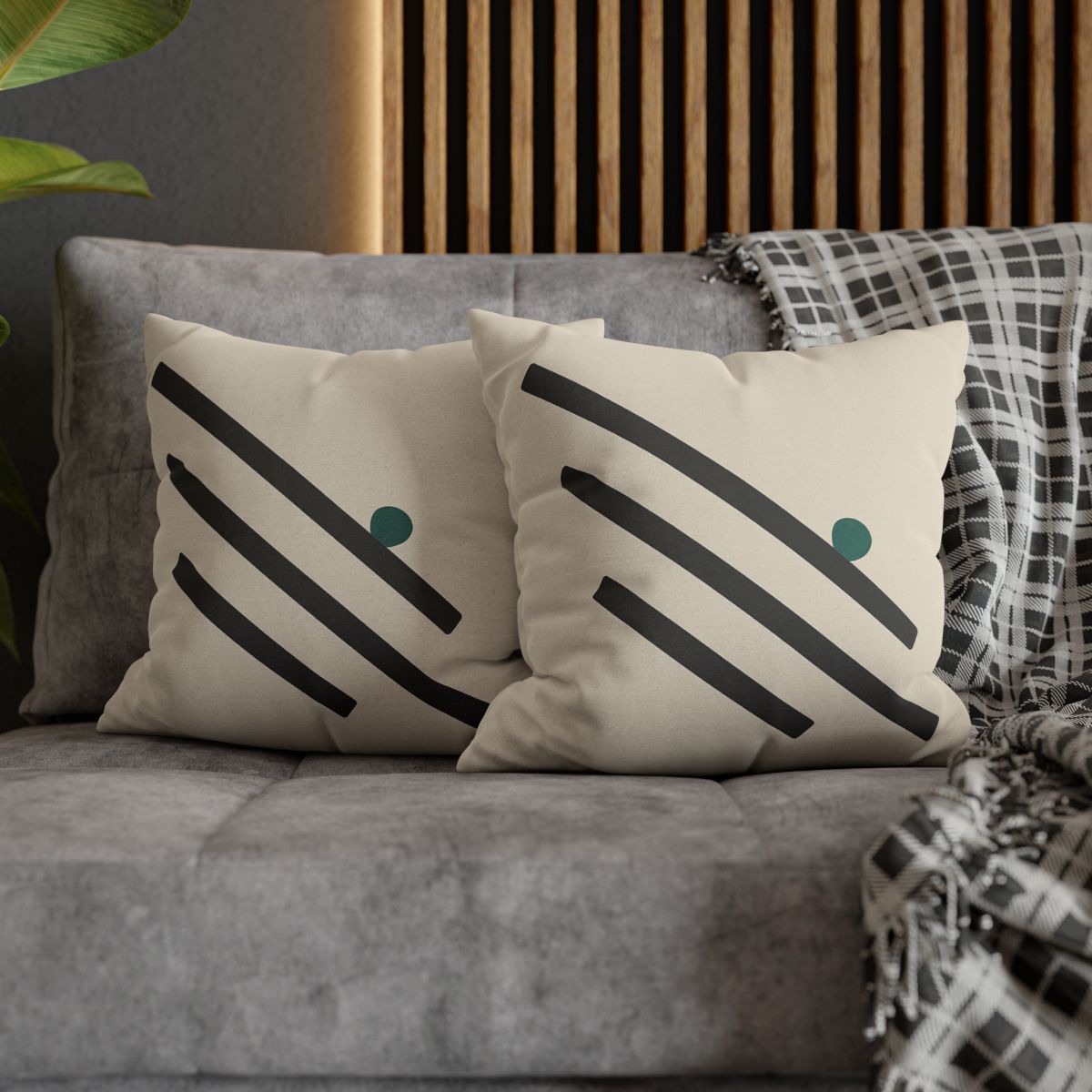 Staggered Short Bars With Quiet Dot designer print pillow cases