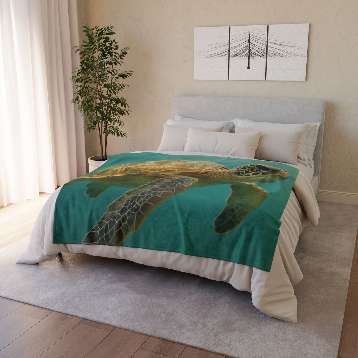 Amber Stillness Green Sea Turtle trendy patterned blankets