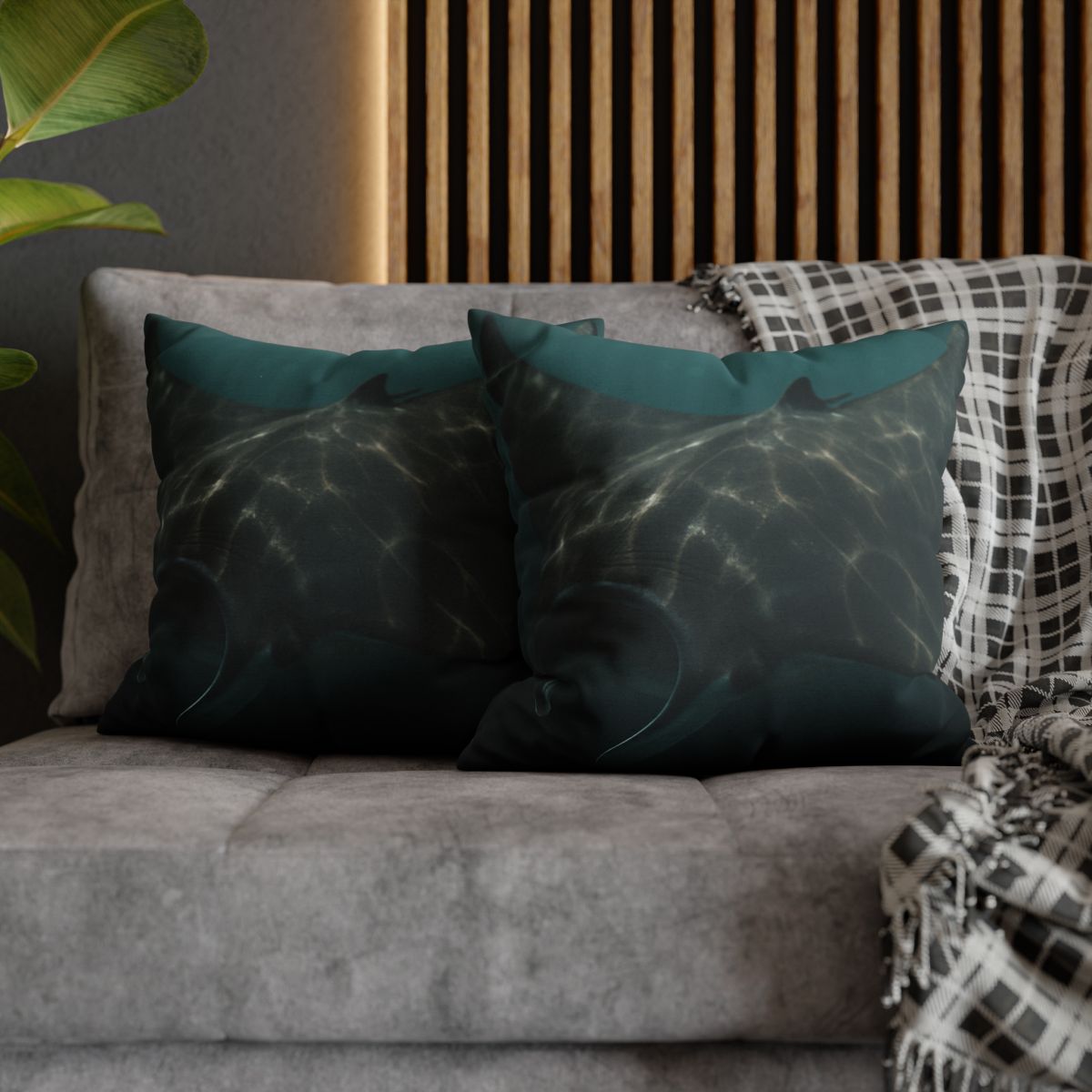 Moonlit Drift Giant Manta Ray designer print pillow cases