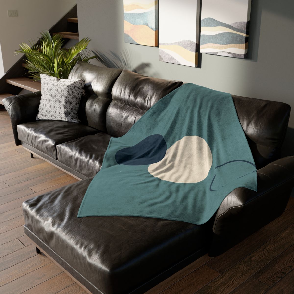 Staggered Trio Of Circles Harmony designer printed blankets