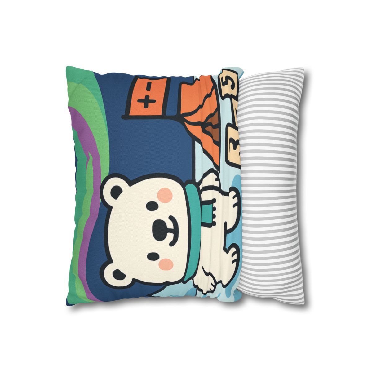 Polar Bear Aurora Math Camp designer print pillow cases