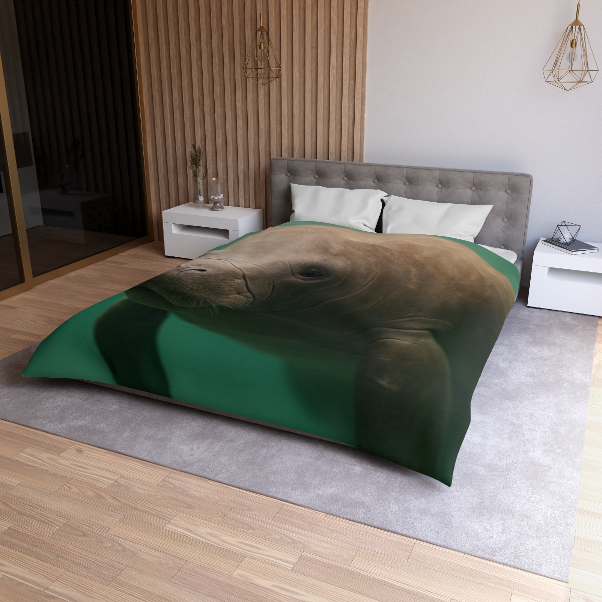 Glasswater Drifter West Indian Manatee unique patterned duvets