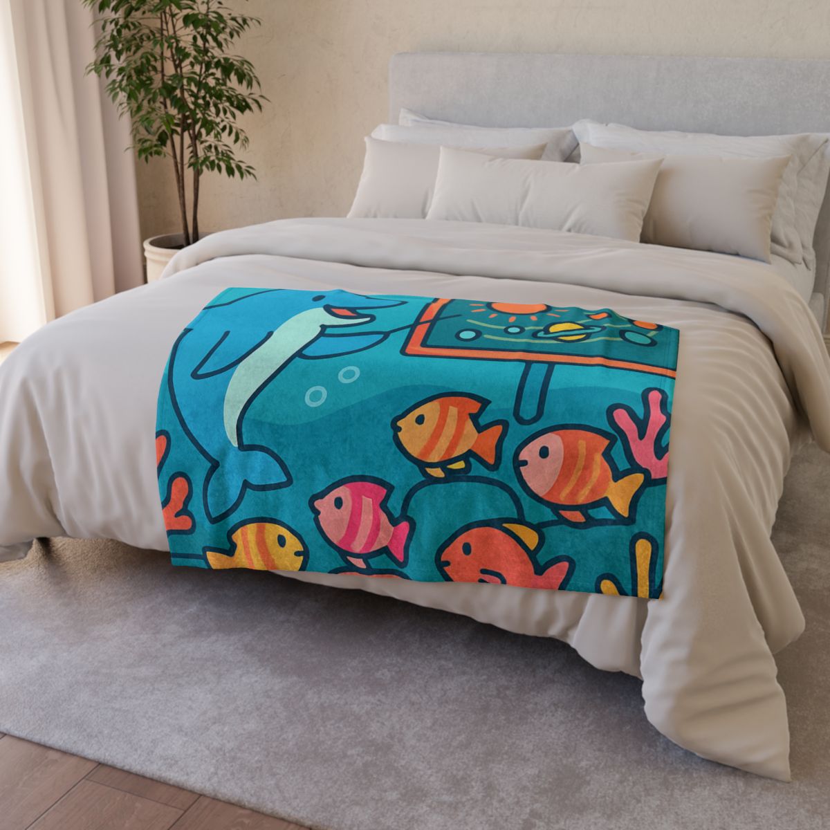 Cosmic Coral Reef Classroom decorative home blankets