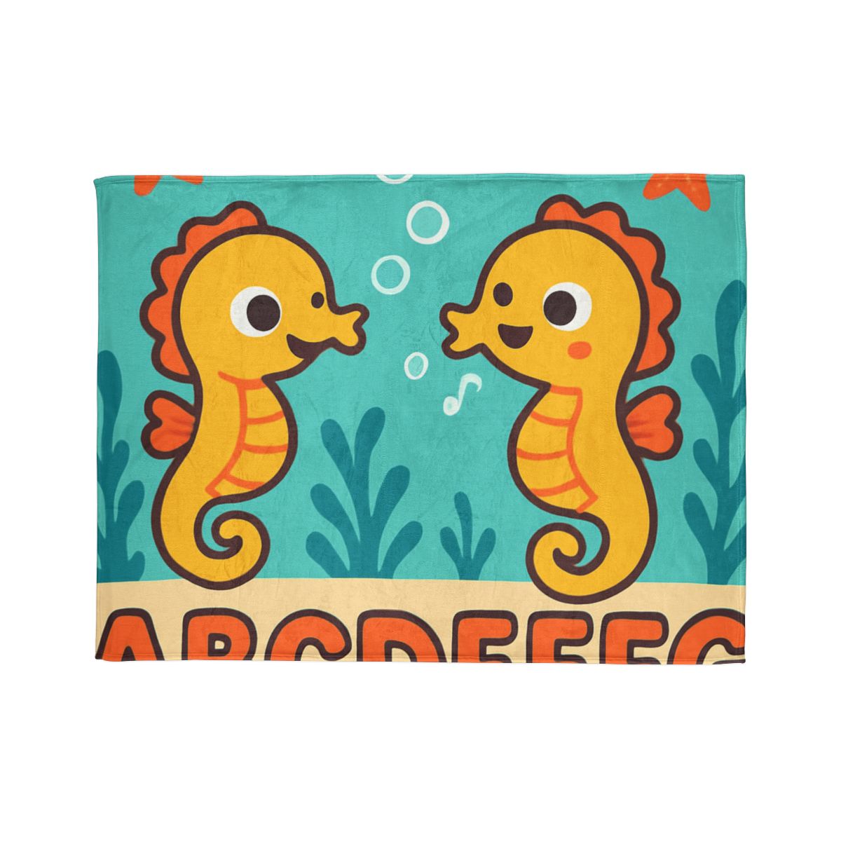 Underwater Alphabet Reef With Singing Seahorses stylish throw blankets
