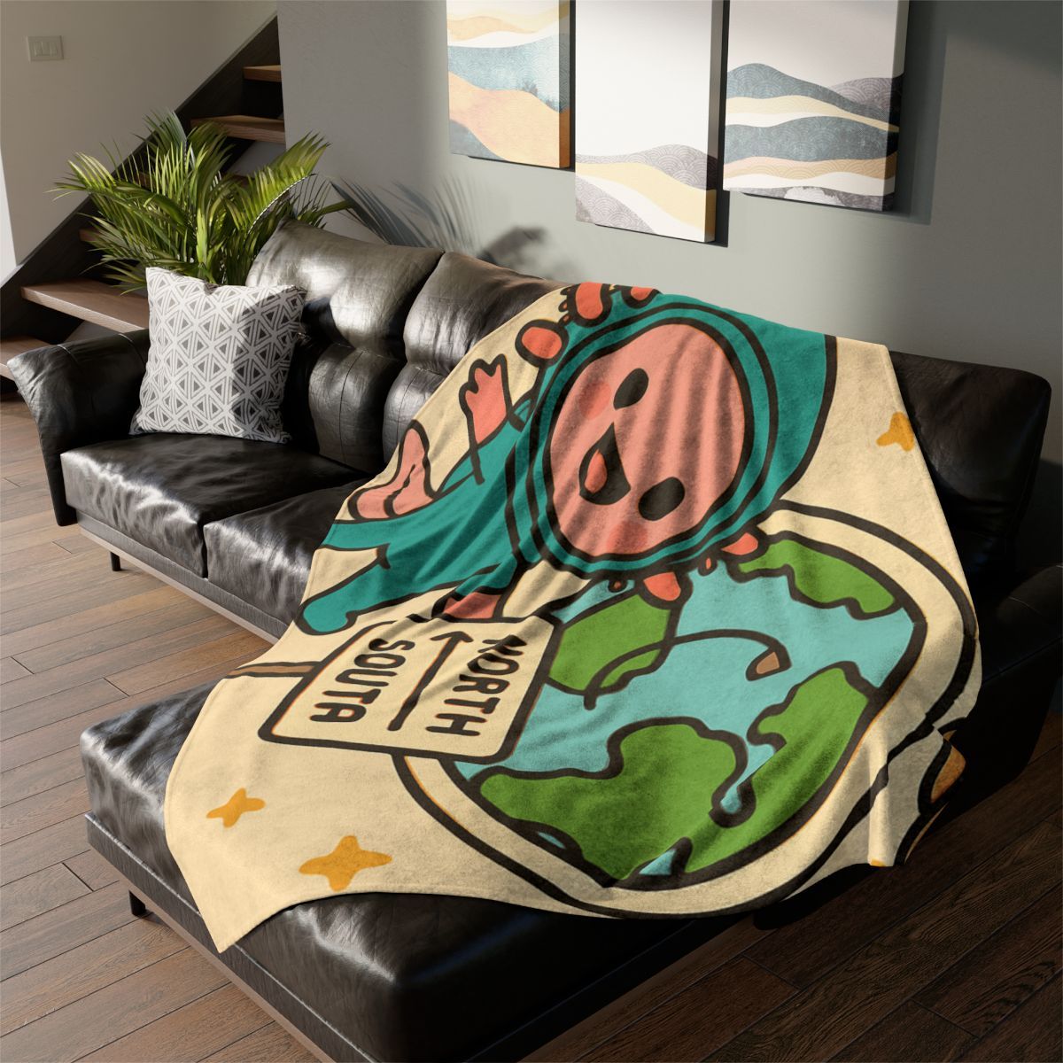 Luna The Axolotl Astronaut And The Bubble Planet Map stylish throw blankets