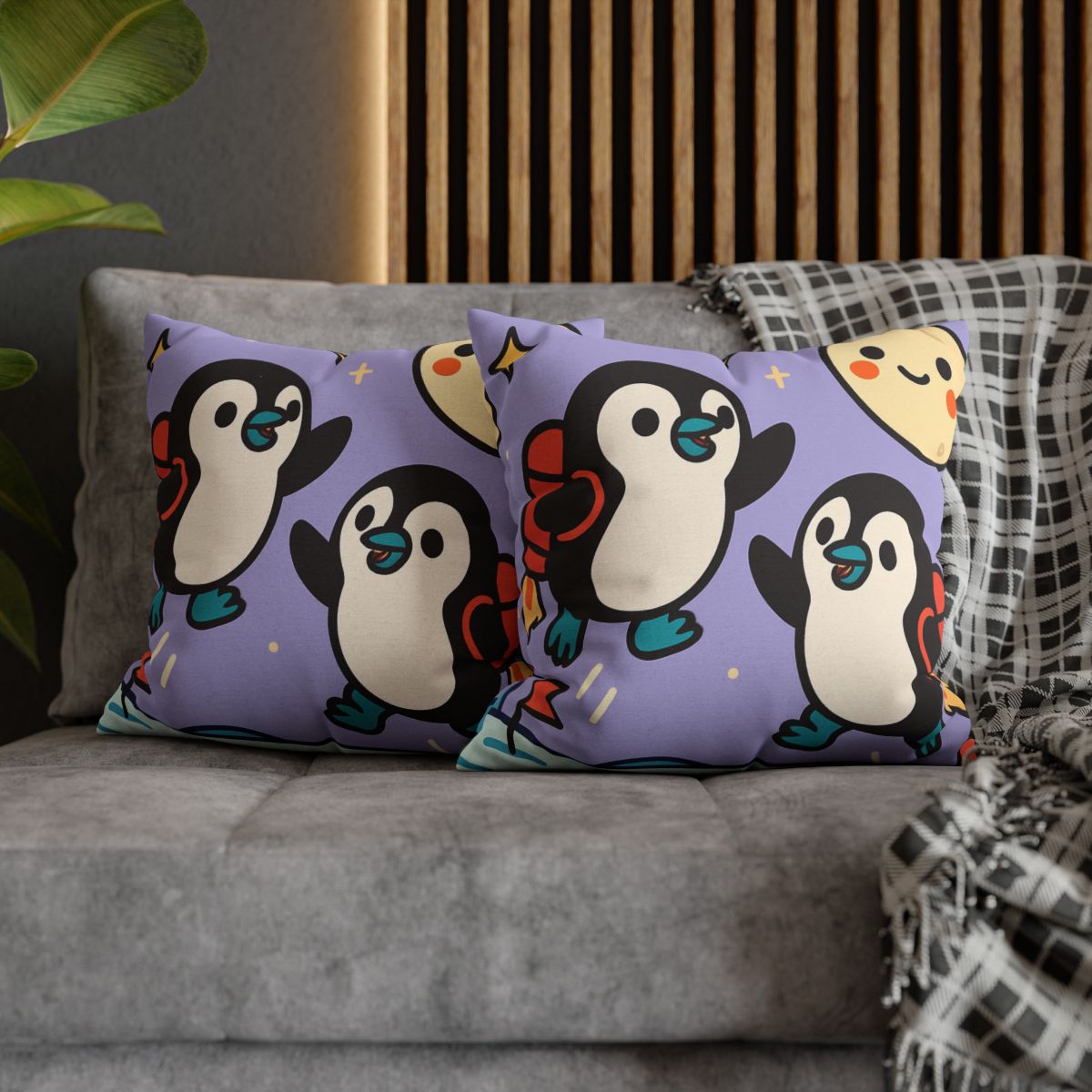 Rocket Penguin Explorers soft cotton pillow cases