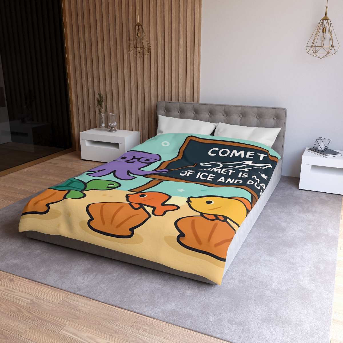 Comet Classroom With Professor Octopus soft comforter duvets