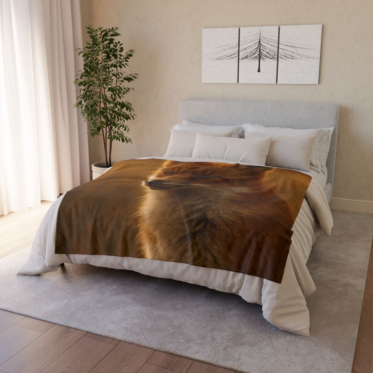 Crimson Whisper Red Fox soft fleece blankets