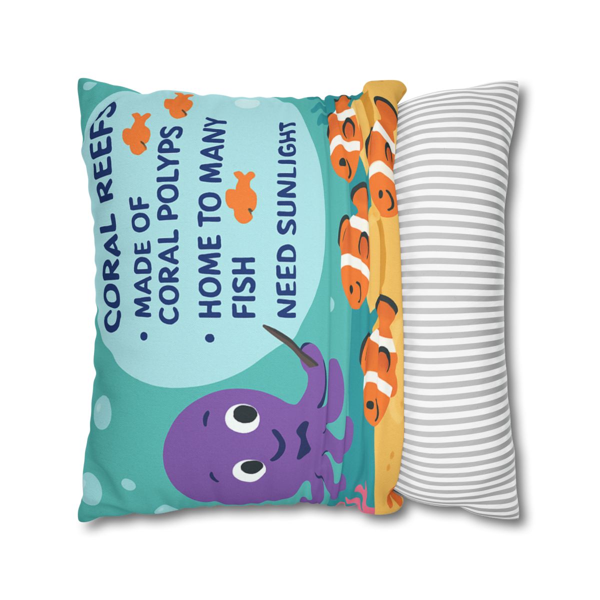 Coral Classroom With Professor Octopus stylish decorative pillowcases