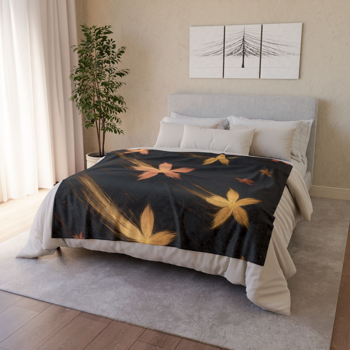 Meteor Blossom Drift designer printed blankets