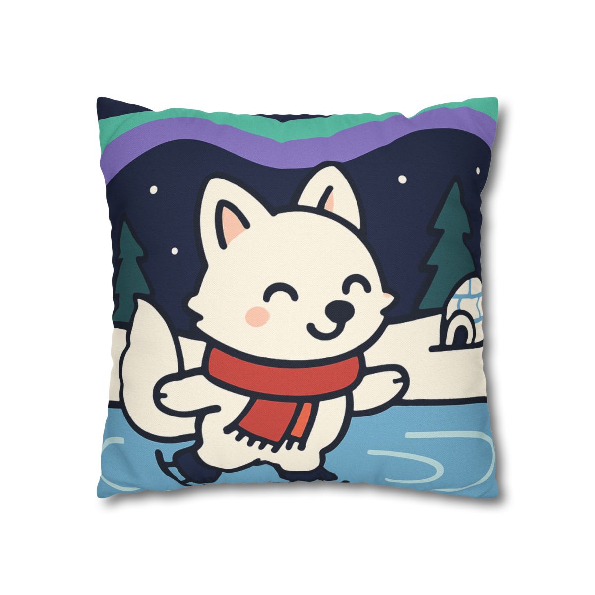 Aurora Snow Fox Skate Night trendy patterned pillow cases