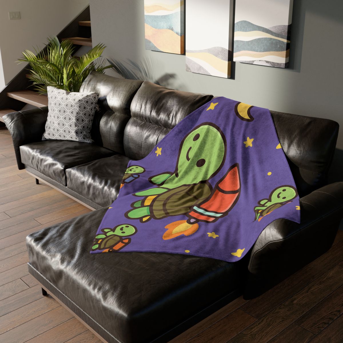 Rocket Powered Turtle Parade soft fleece blankets