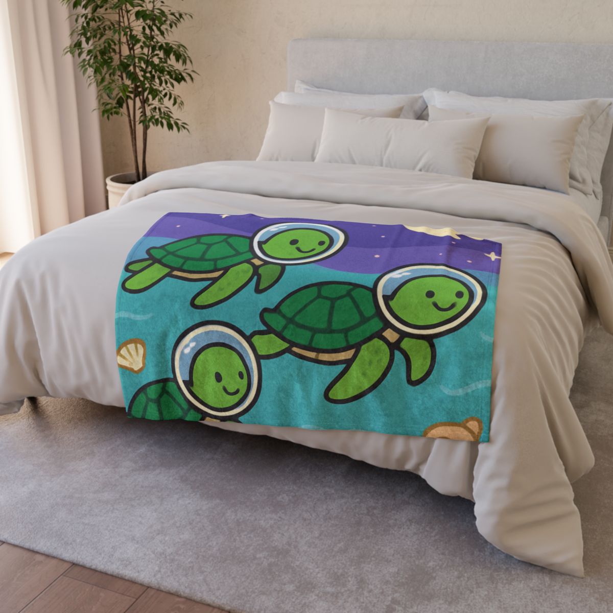 Starry Seas Turtle Team stylish throw blankets