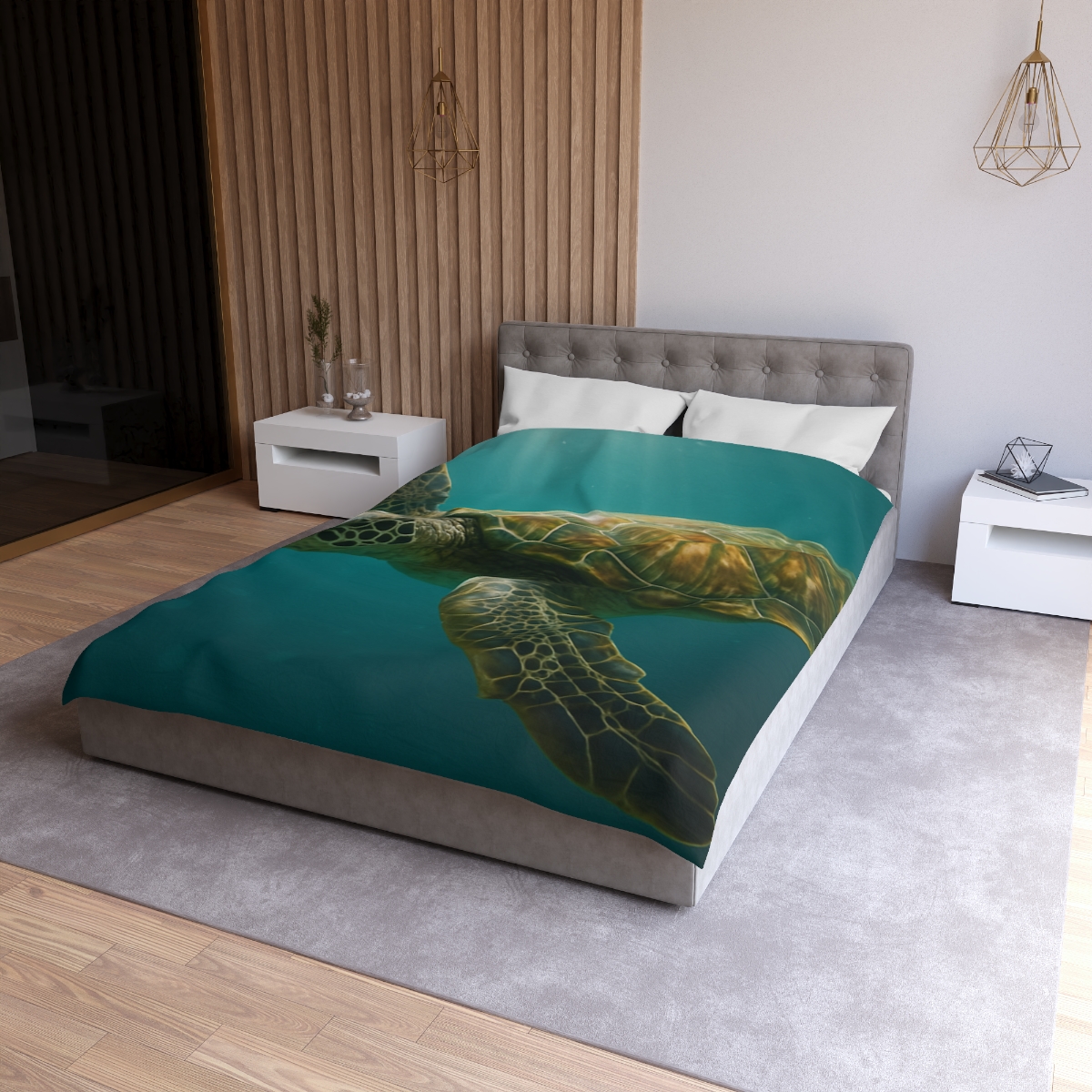 Gilded Drift Green Sea Turtle stylish duvet covers