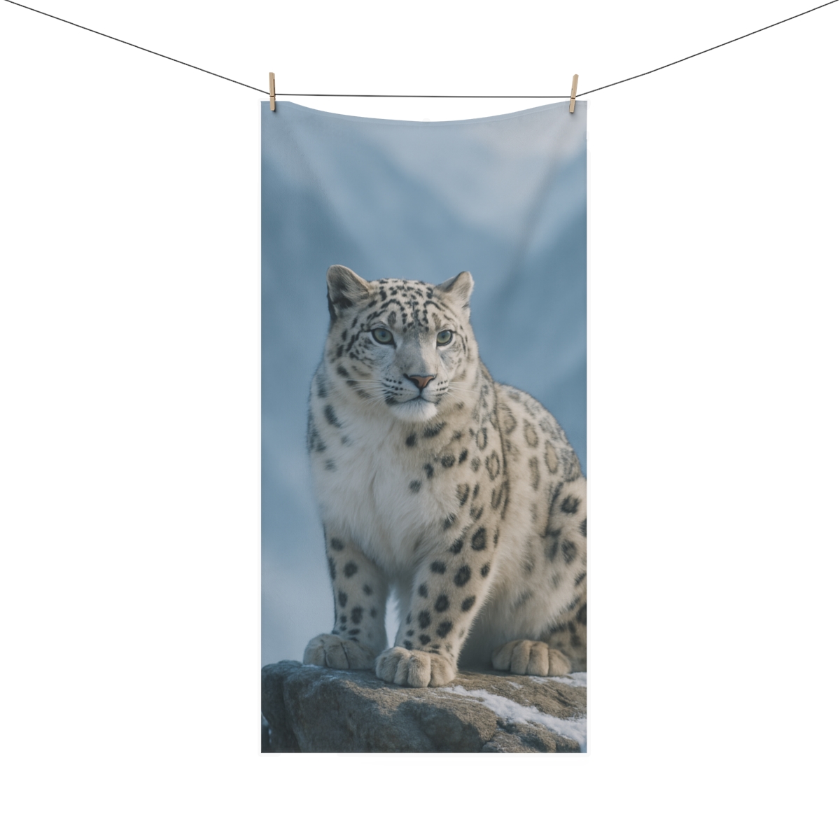Frosty Sentinel Snow Leopard unique gift towels