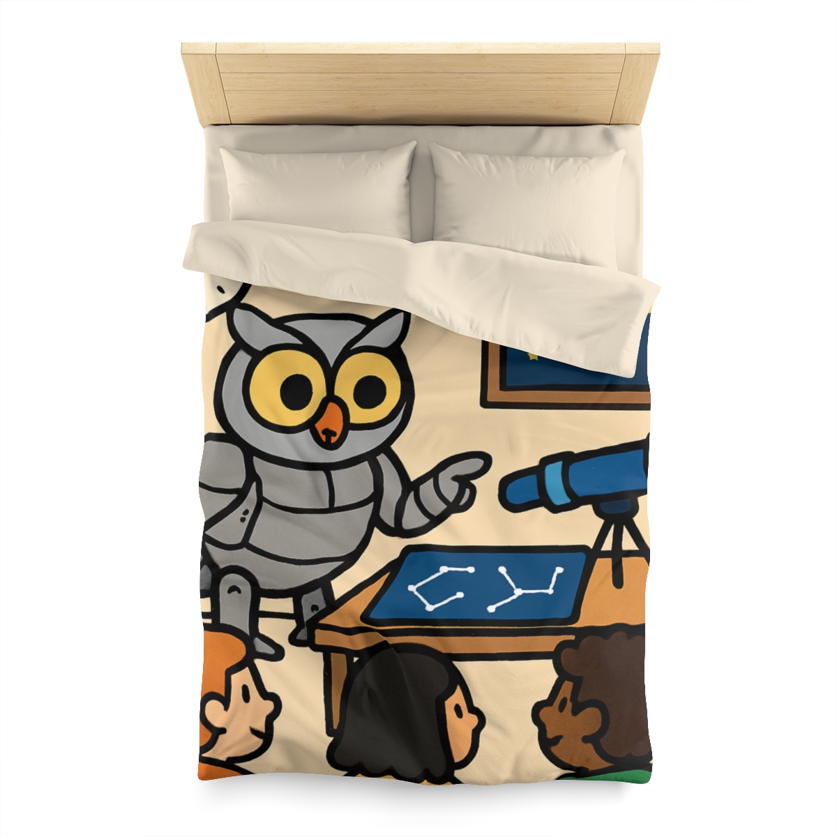 Robot Owl Telescope Workshop custom duvets