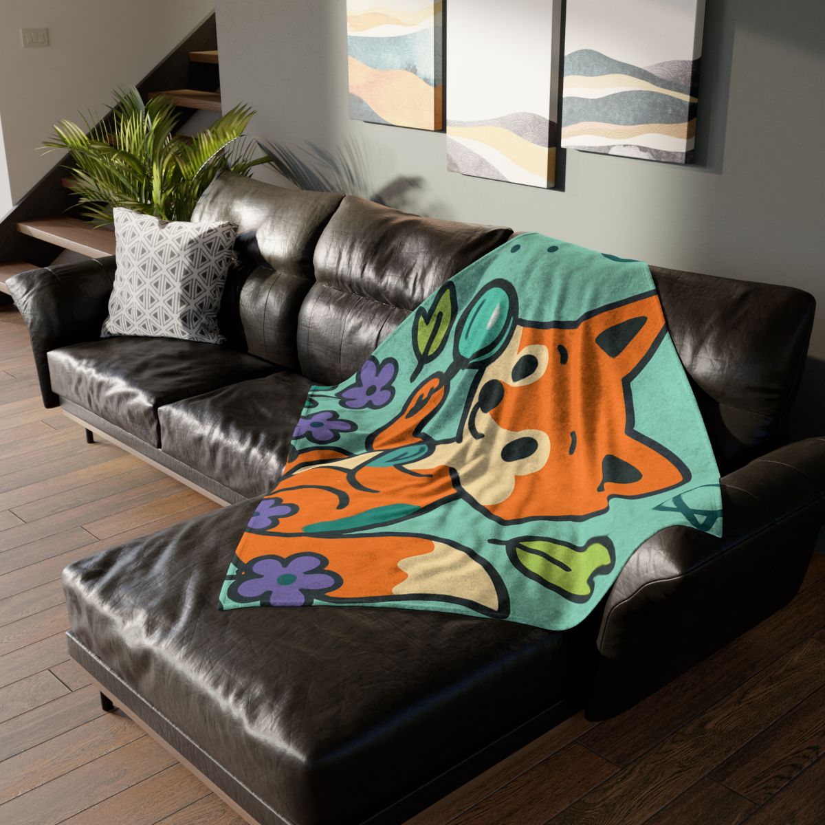 Galaxy Garden Fox soft fleece blankets