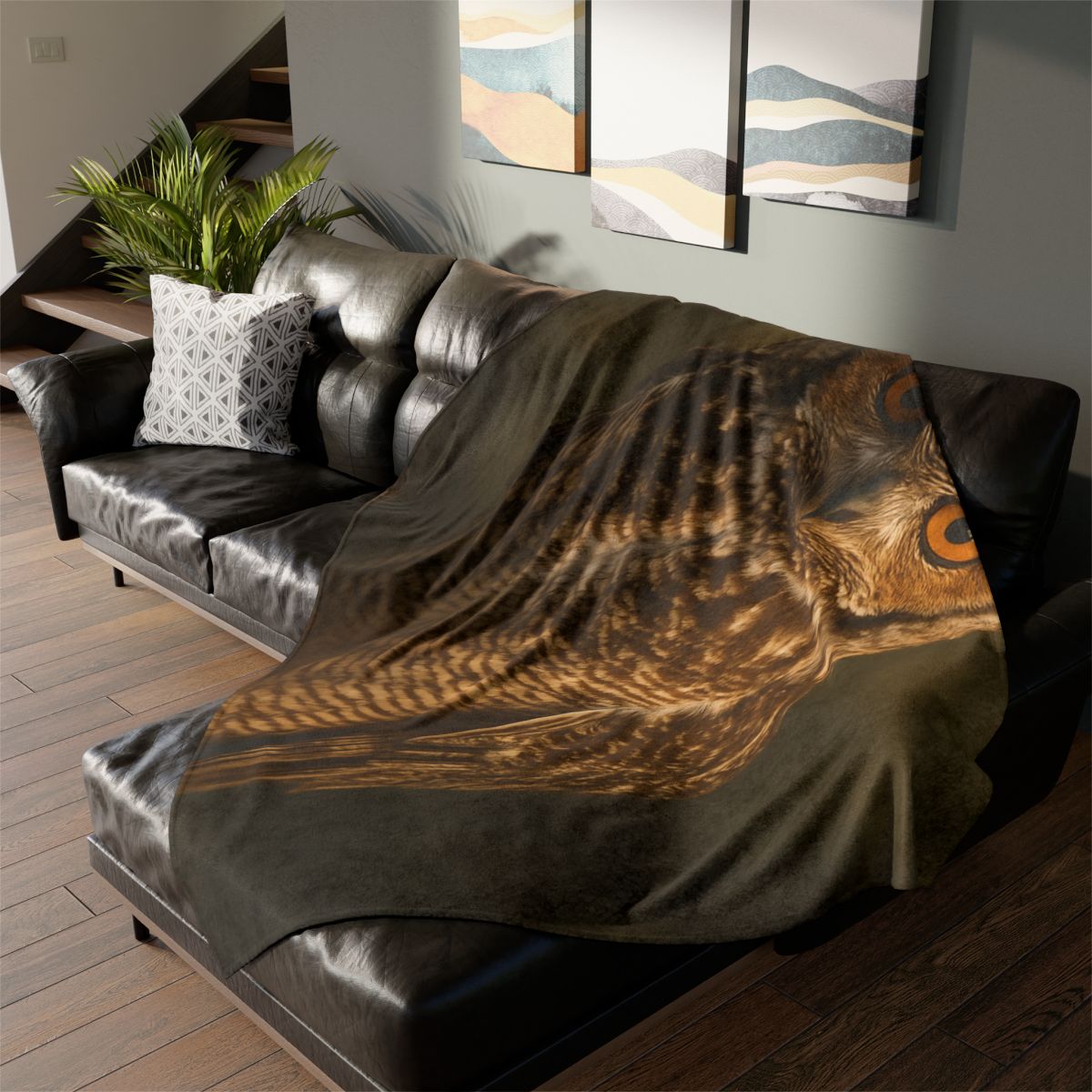 Nebula Gaze Great Horned Owl personalized cozy blankets