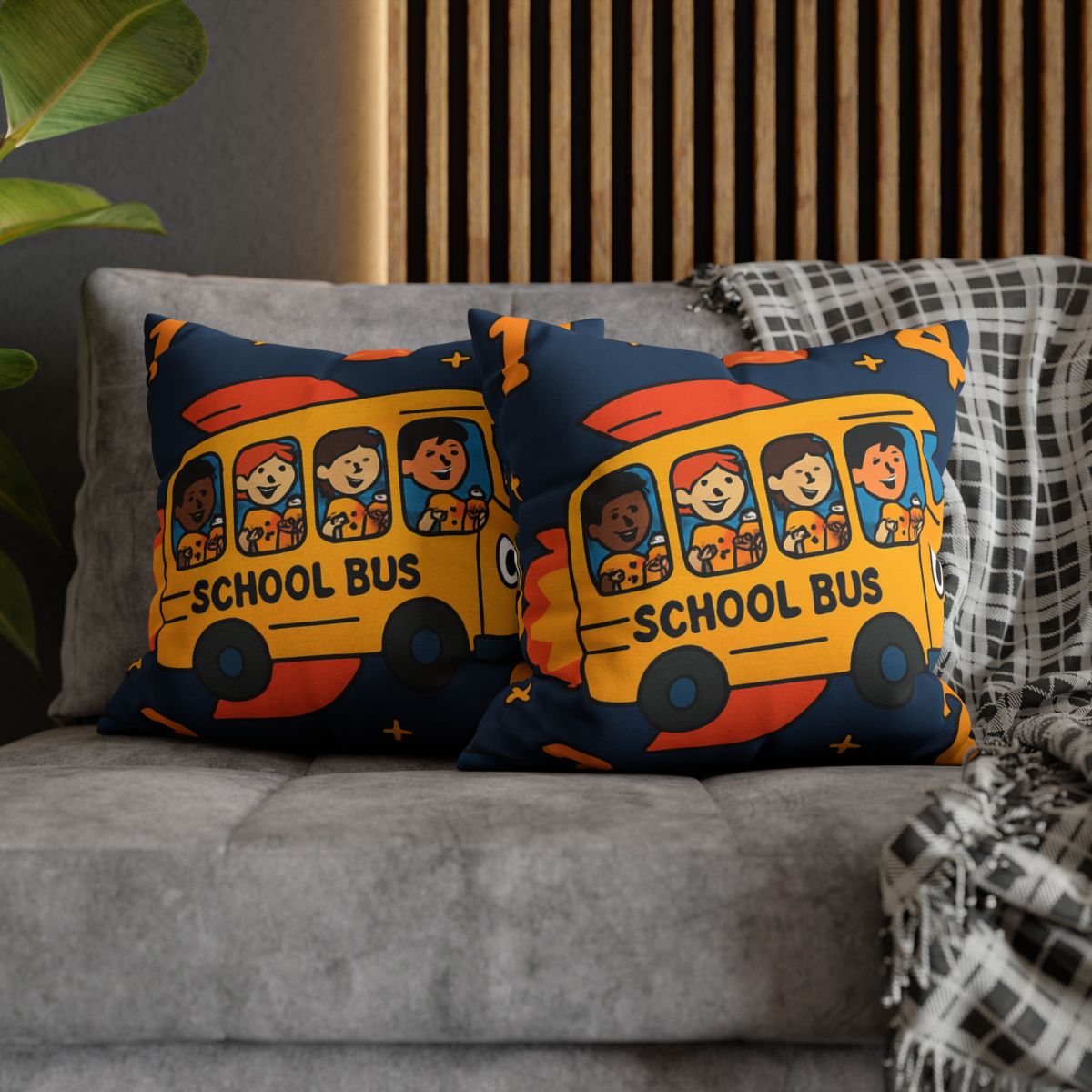 Rocket School Bus To Planet Math stylish decorative pillowcases