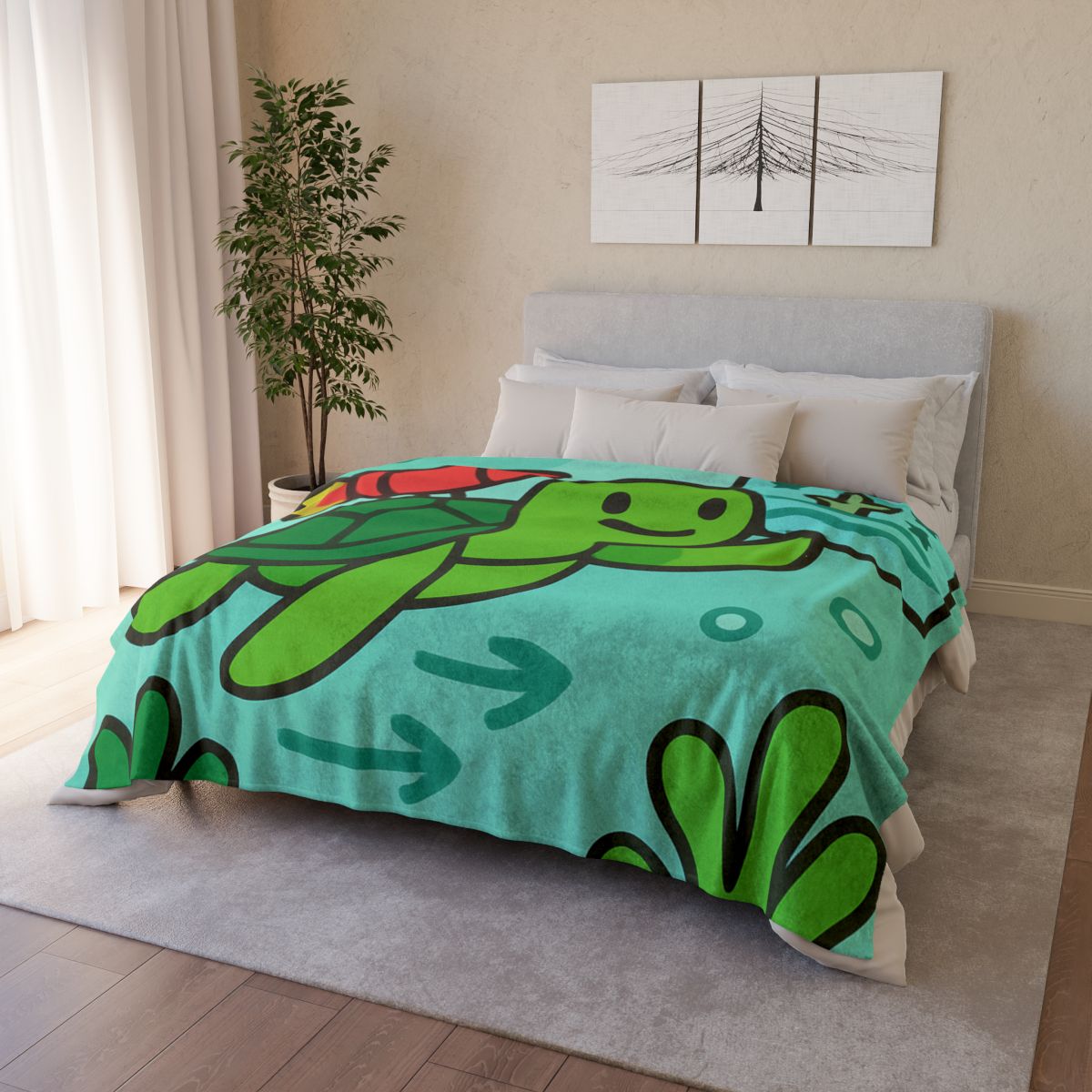 Underwater Rocket Turtle soft fleece blankets