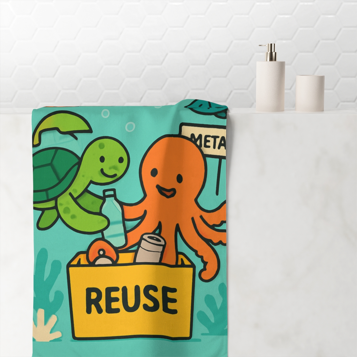 Coral Reef Recycling Rangers comfortable face towels