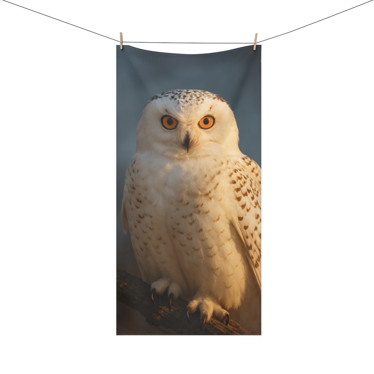 Twilight Watcher Snowy Owl designer printed towels