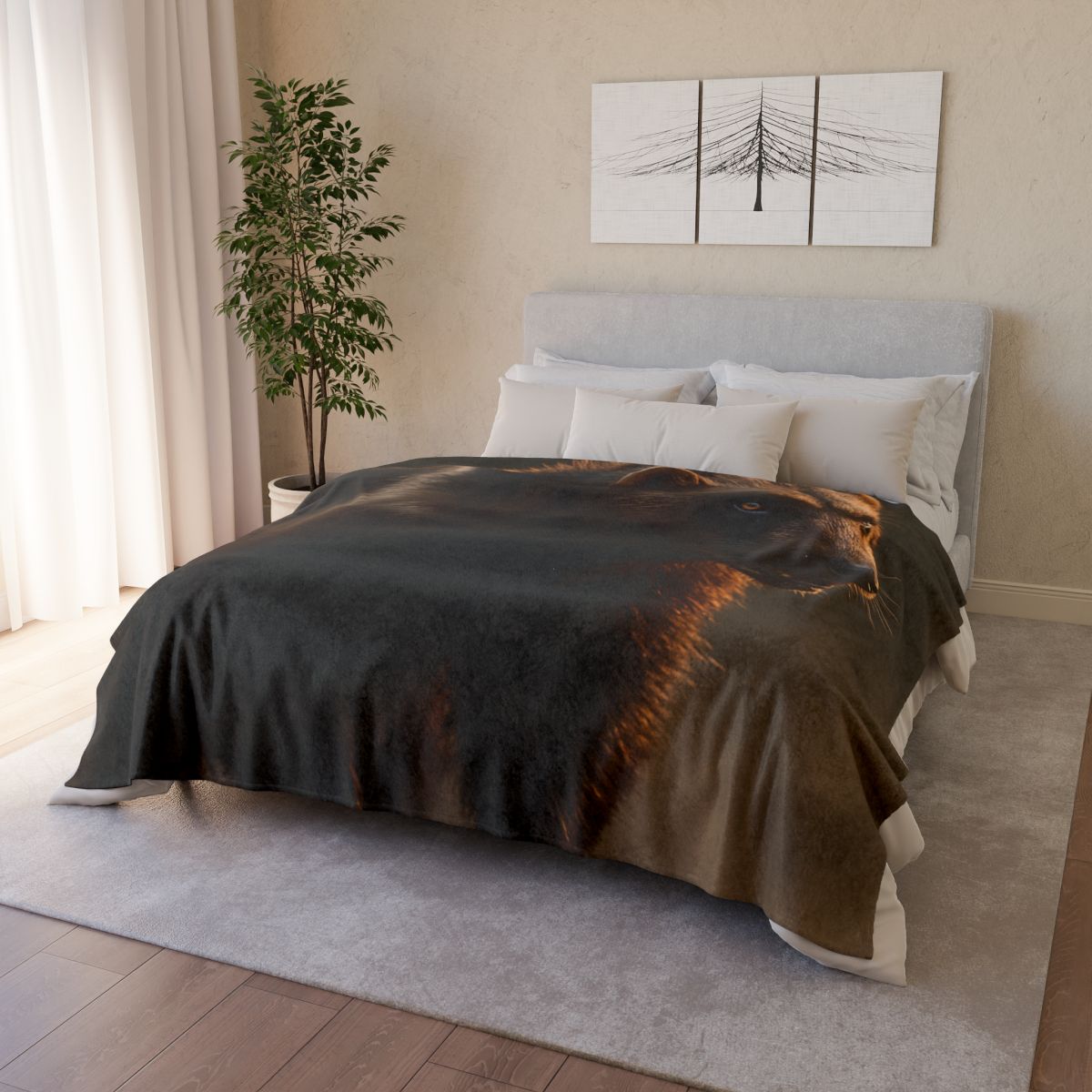 Ember Dusk Wolverine soft fleece blankets