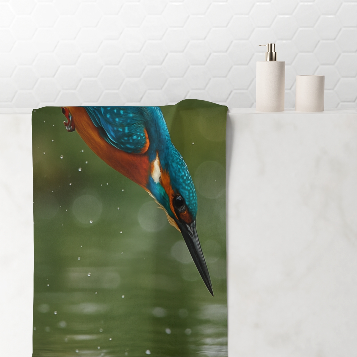 Kingfisher Shimmering Dive custom towels