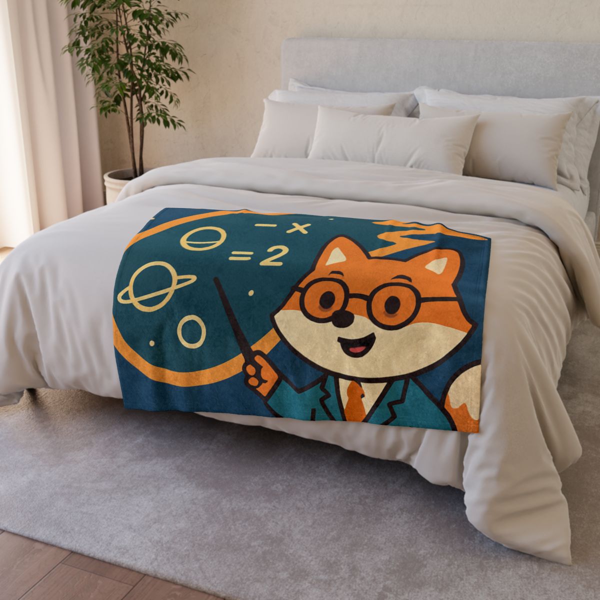 Comet Classroom With A Curious Fox soft fleece blankets