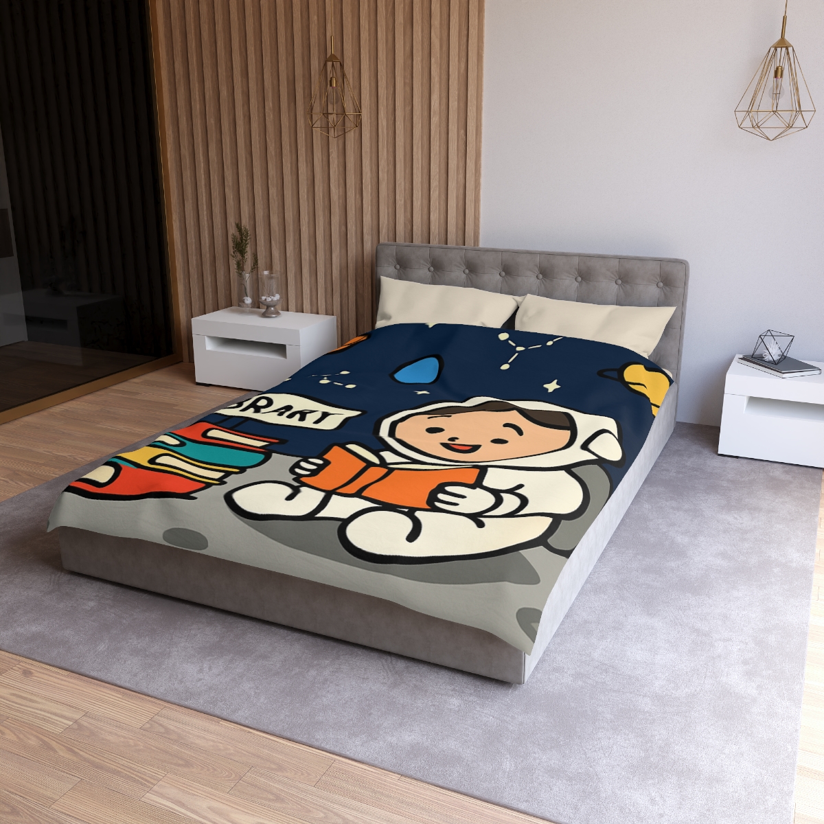 Galaxy Library On The Moon unique patterned duvets