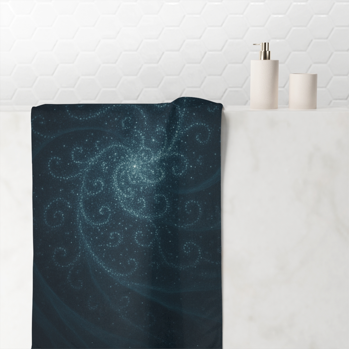Starlit Fractal Drift comfortable face towels