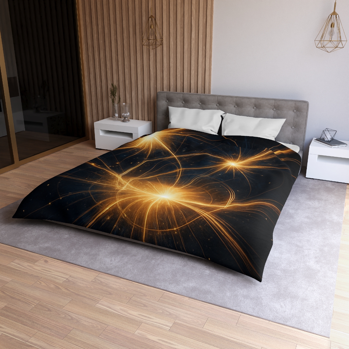 Photon Burst Constellation designer printed duvets