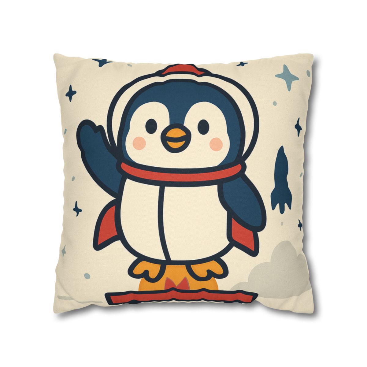 Rocket-Pilot Penguin designer print pillow cases