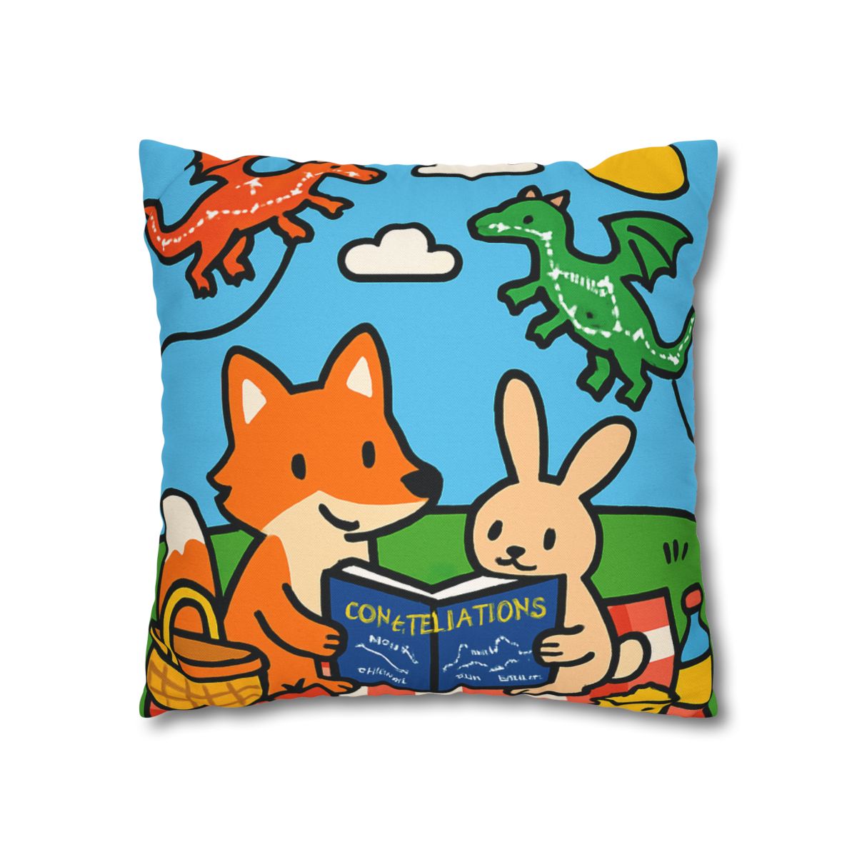 Sky Map Picnic With Dragon Kites personalized pillow covers