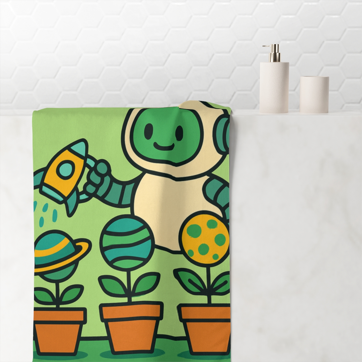 Rocket Garden Of Planet Growing Plants soft cotton towels