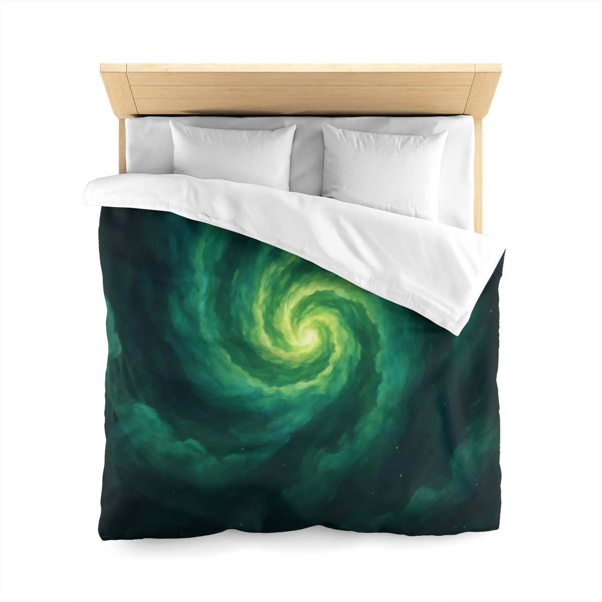 Verdant Nebula Swirl designer printed duvets