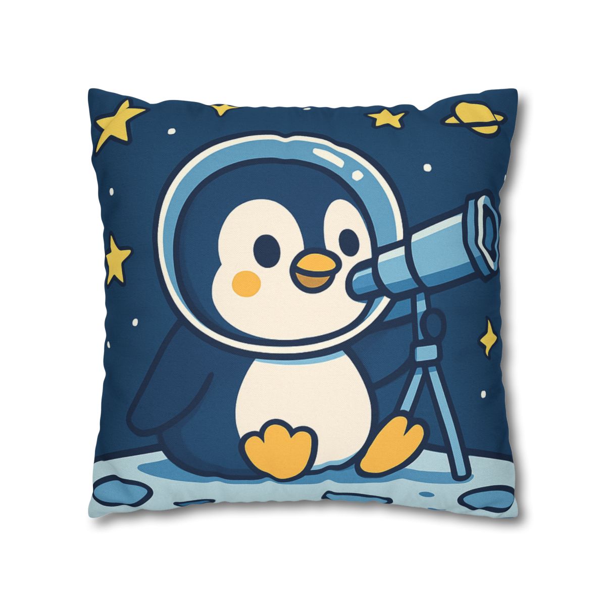 Stargazing Penguin On The Moon comfortable bedding pillow covers