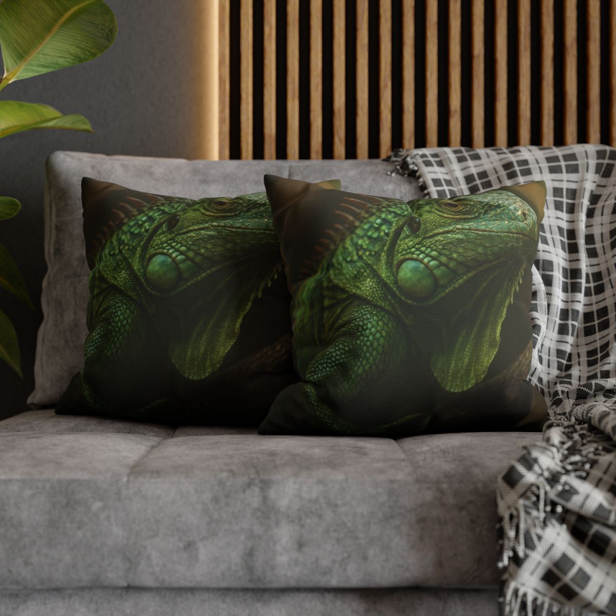 Starlit Stillness Green Iguana trendy patterned pillow cases