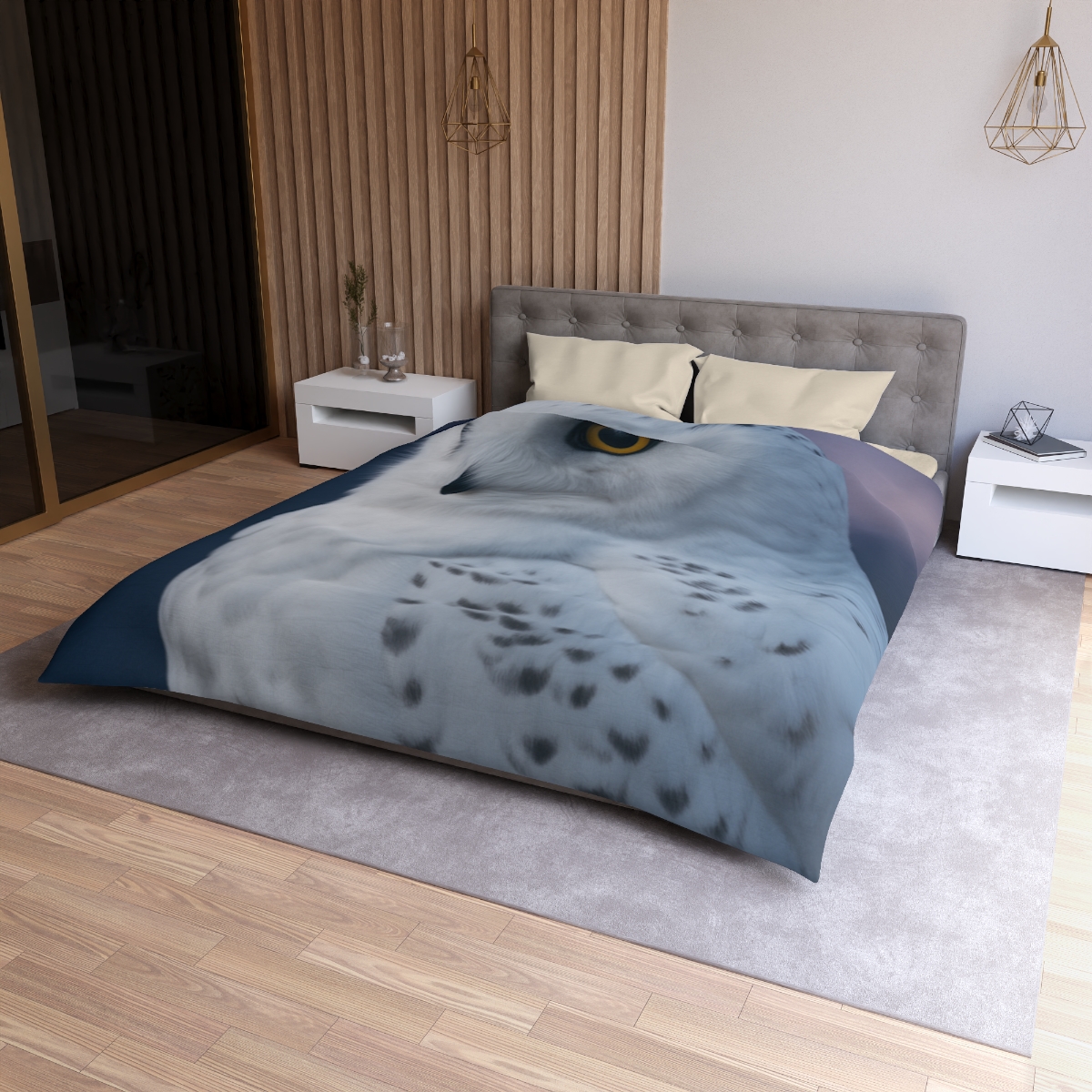 Twilight Watcher Snowy Owl warm winter duvets