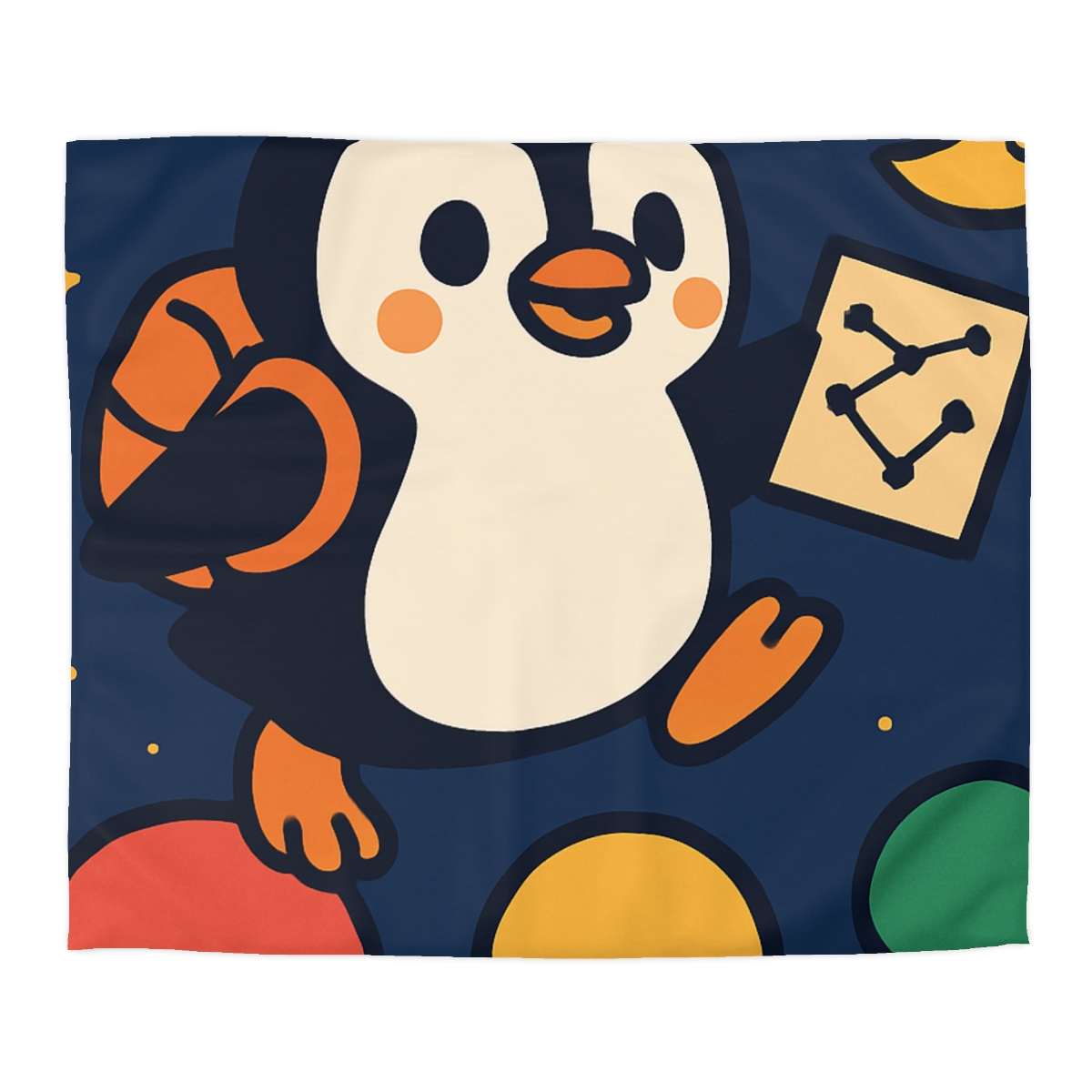 Planet Hopping Penguin Explorer unique patterned duvets