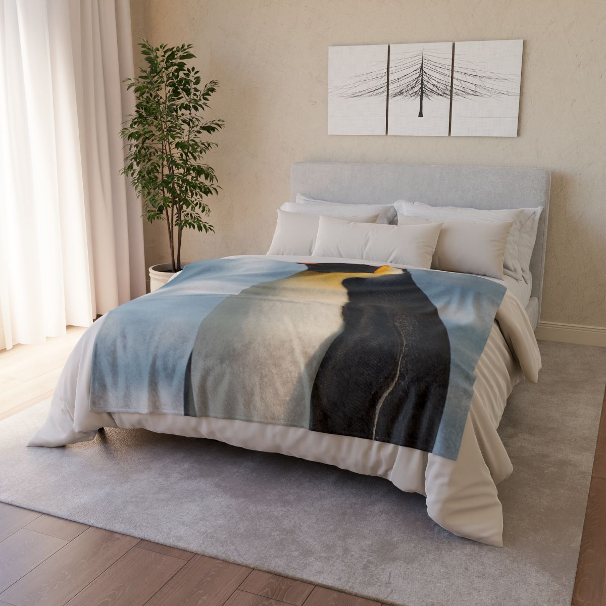 Aurora Drift Emperor Penguin soft fleece blankets