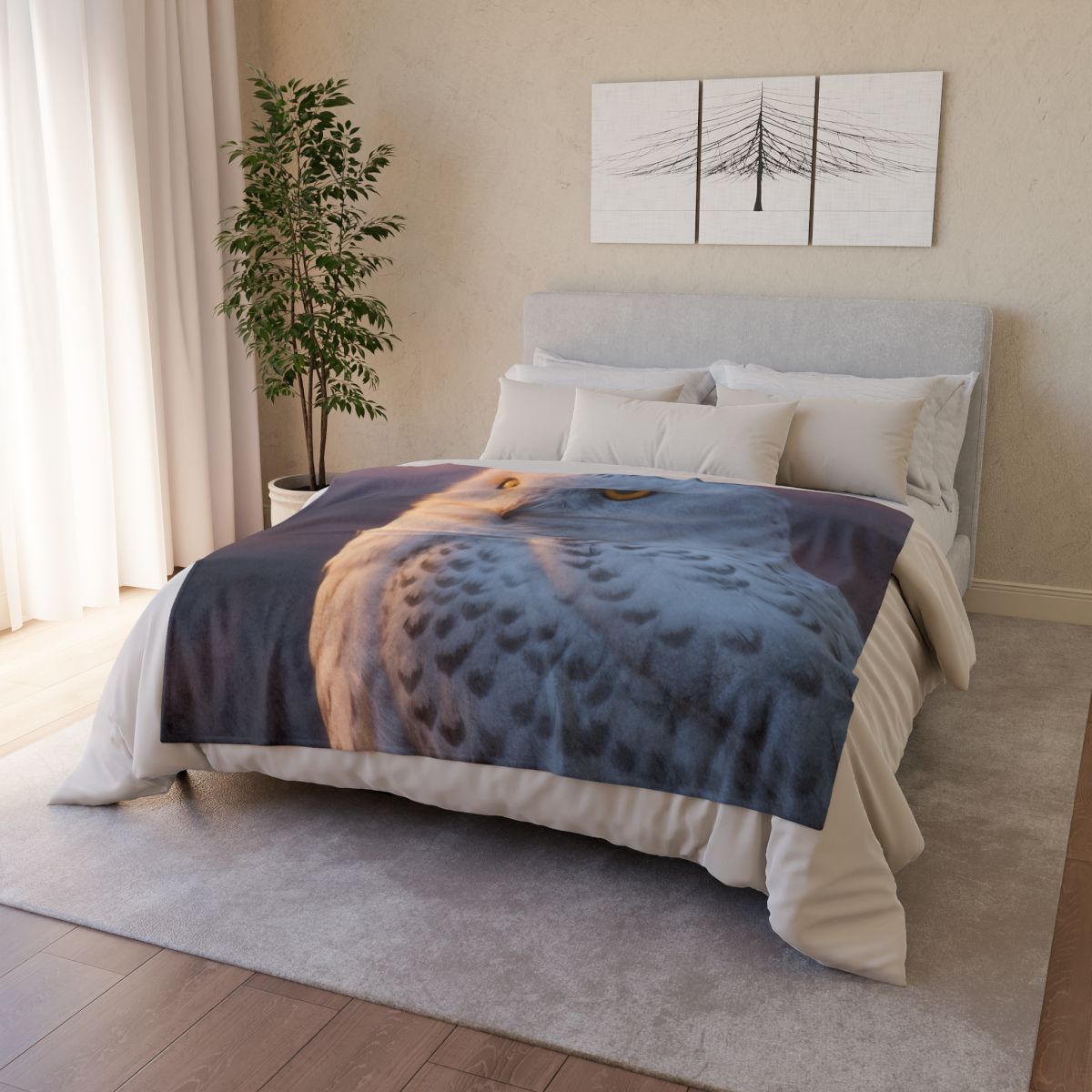 Twilight Watcher Snowy Owl designer printed blankets