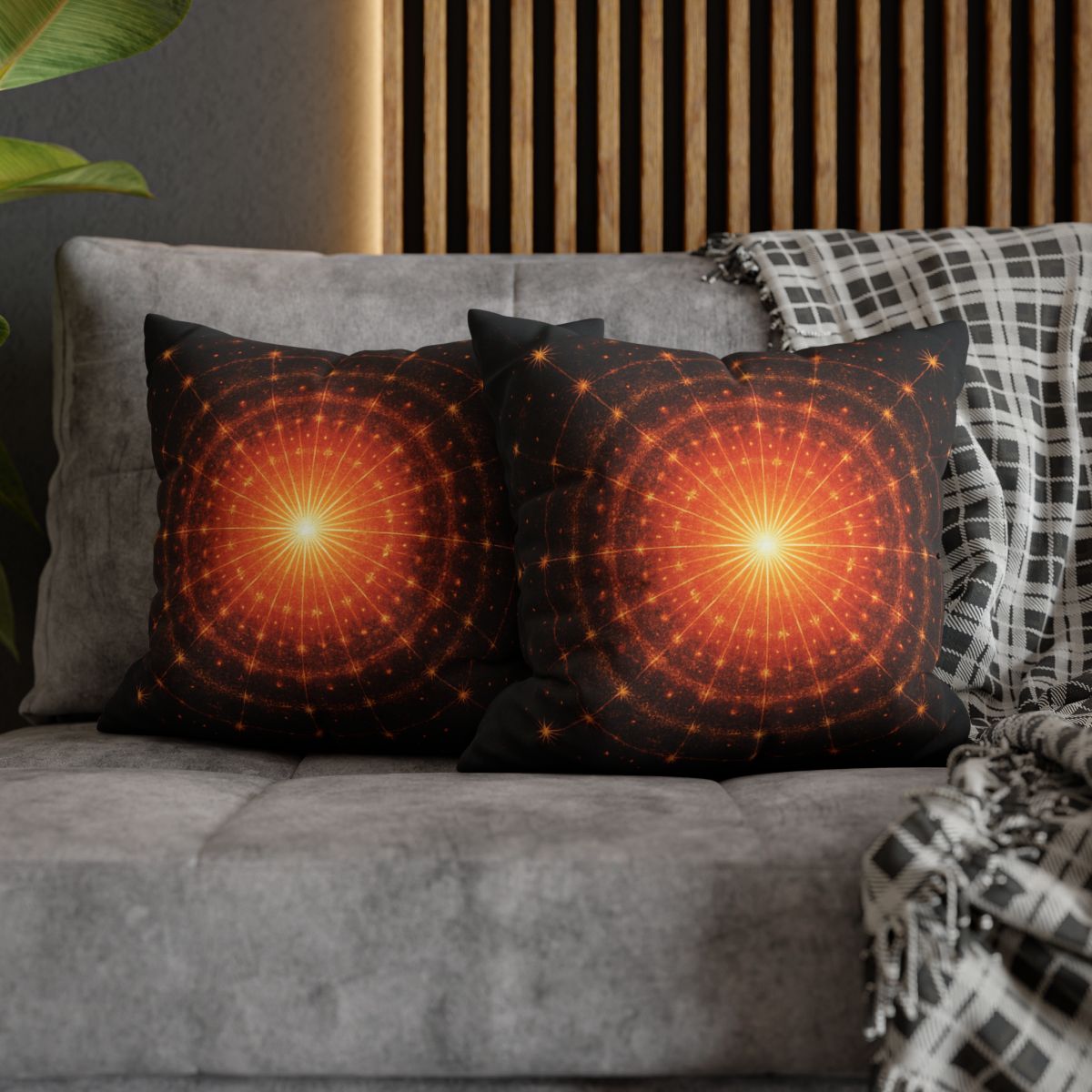Photon Burst Mandala soft cotton pillow cases