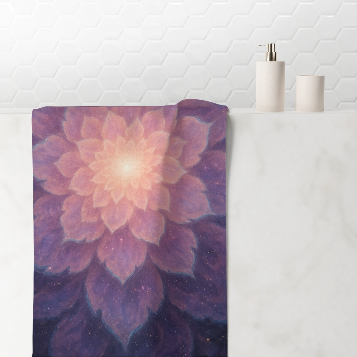Fractal Nebula Petal Bloom personalized bath towels