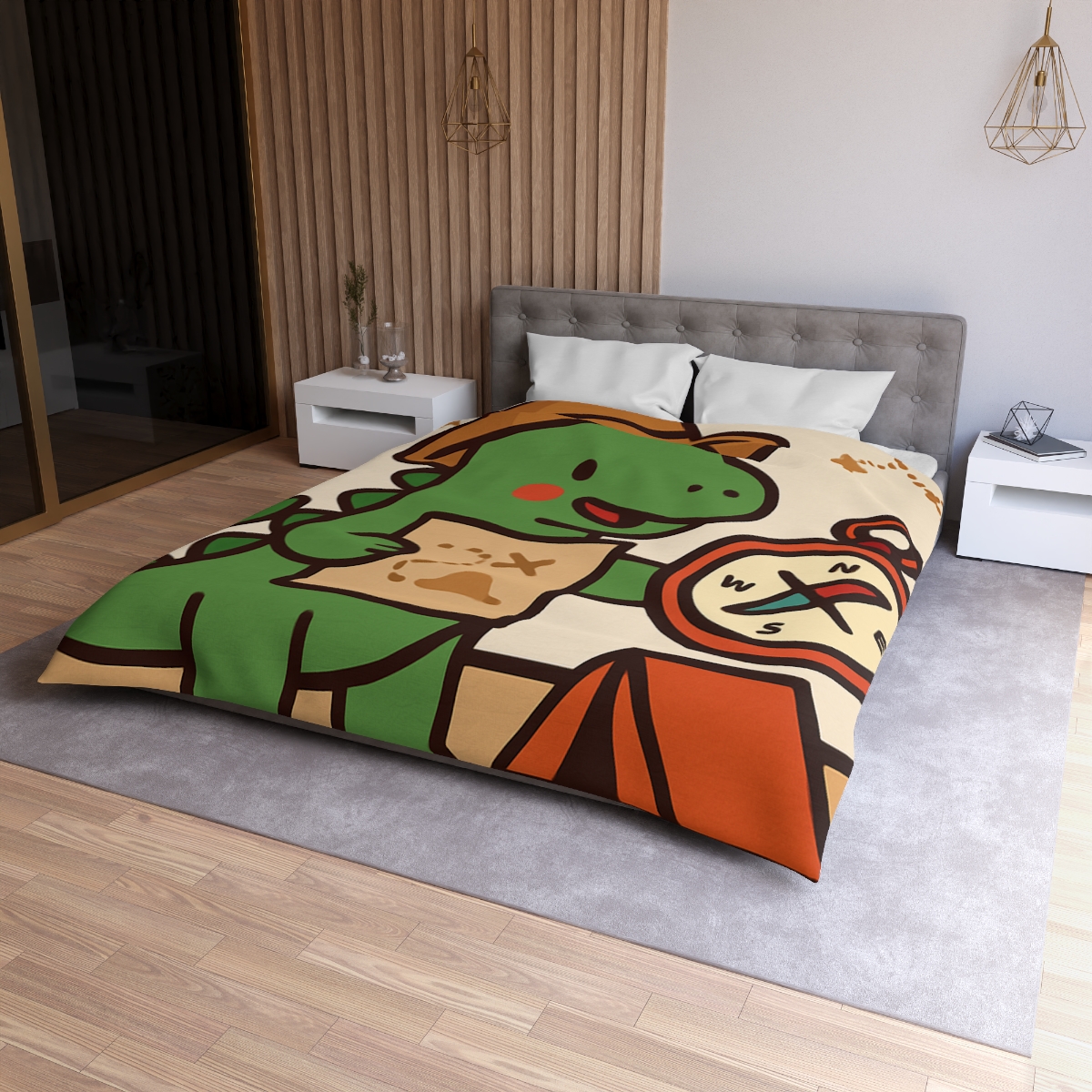 Desert Dino Map Quest With Compass And Constellations personalized bedding duvets