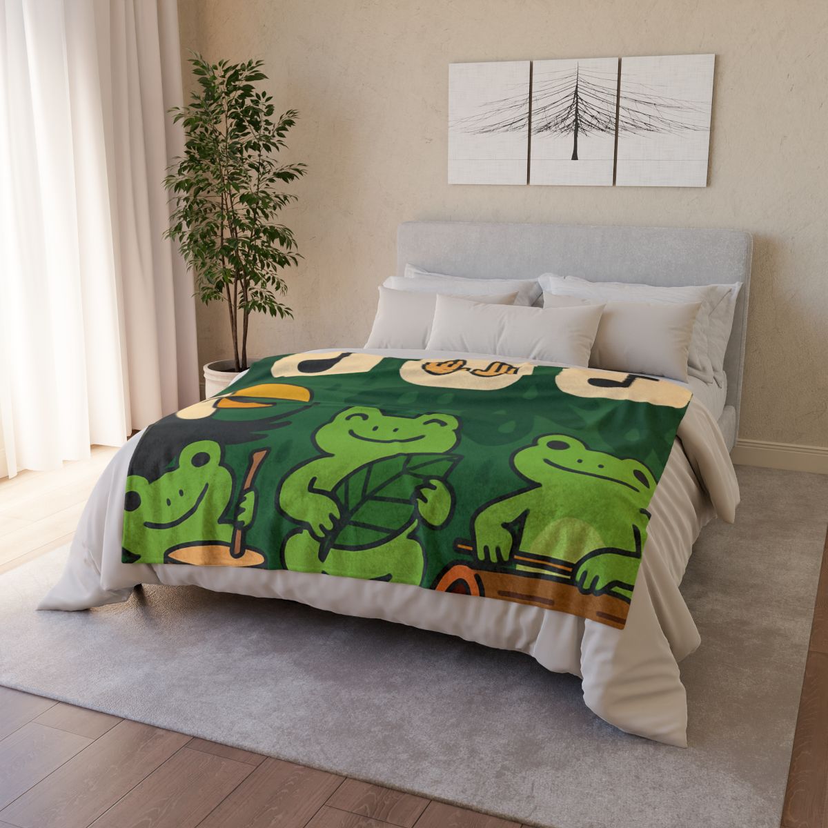 Jungle Rain Rhythm With The Frog Band soft fleece blankets