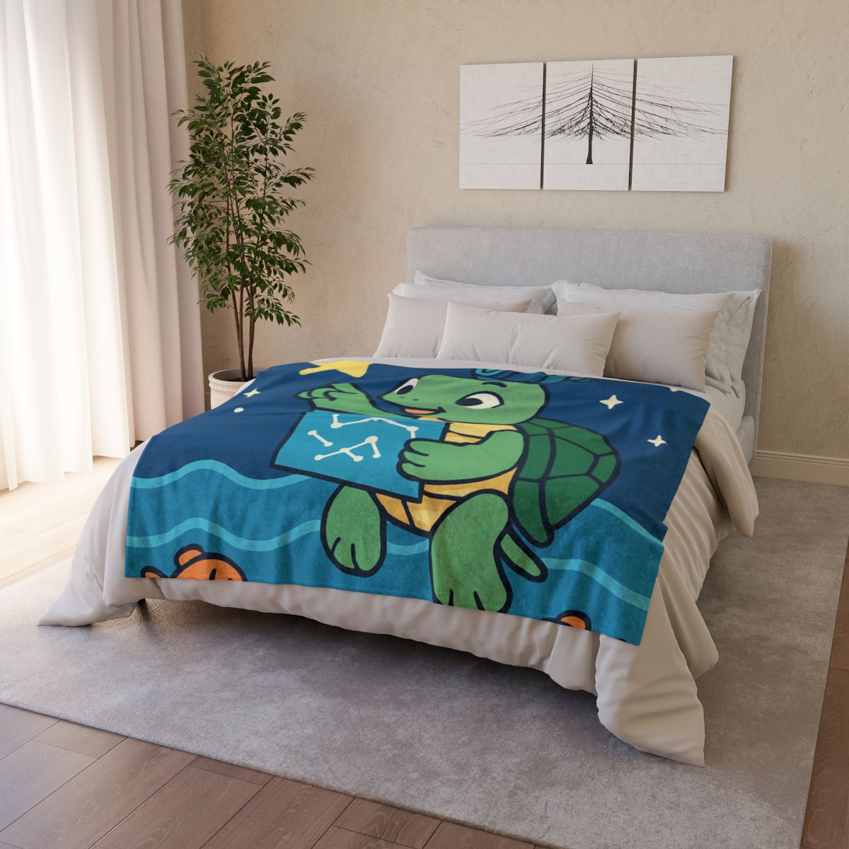 Stargazer Sea Turtle designer printed blankets