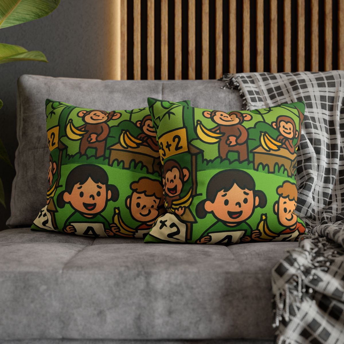 Jungle Math Monkey Market stylish decorative pillowcases